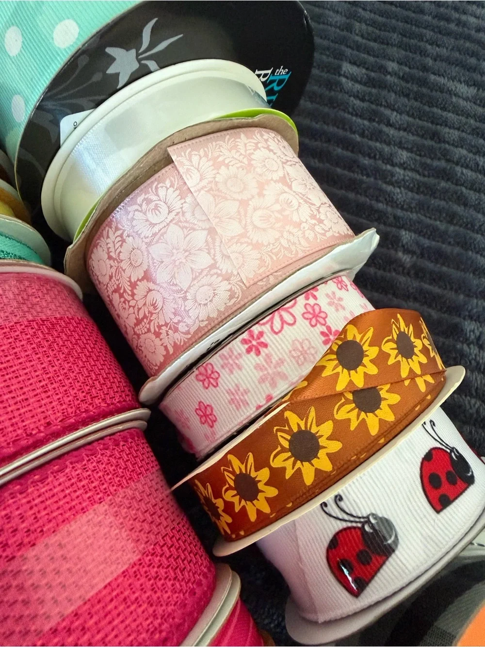 Assorted Pink and Teal Decorative Ribbon Bundle - Home Party Supplies Lot of 22